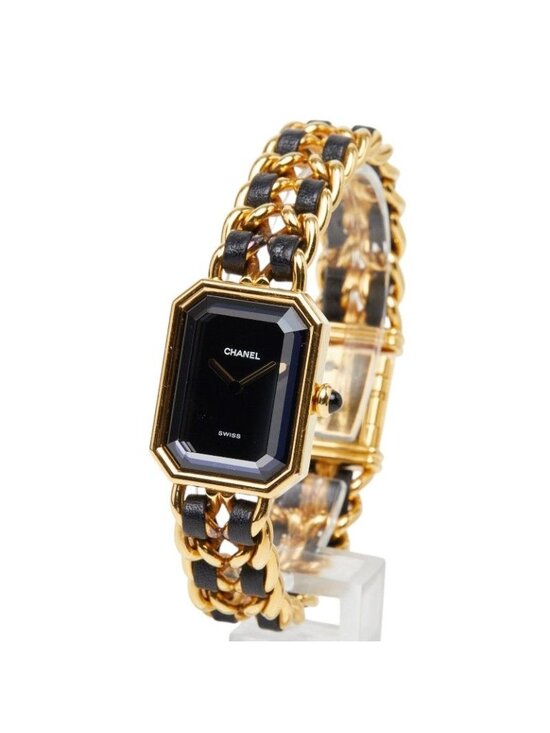 Chanel Premiere L Watch Black Gold Plated Leather Onyx main image 6